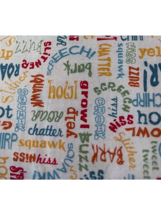 unbranded Other - Animal Sounds Word Print Cotton Fabric 10x17" Multicolor Quilting Sewing